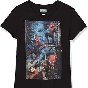 MARVEL Spider-Man No Way Home Spidey Attack XS 3/4 Black Tee T-Shirt Girls NEW